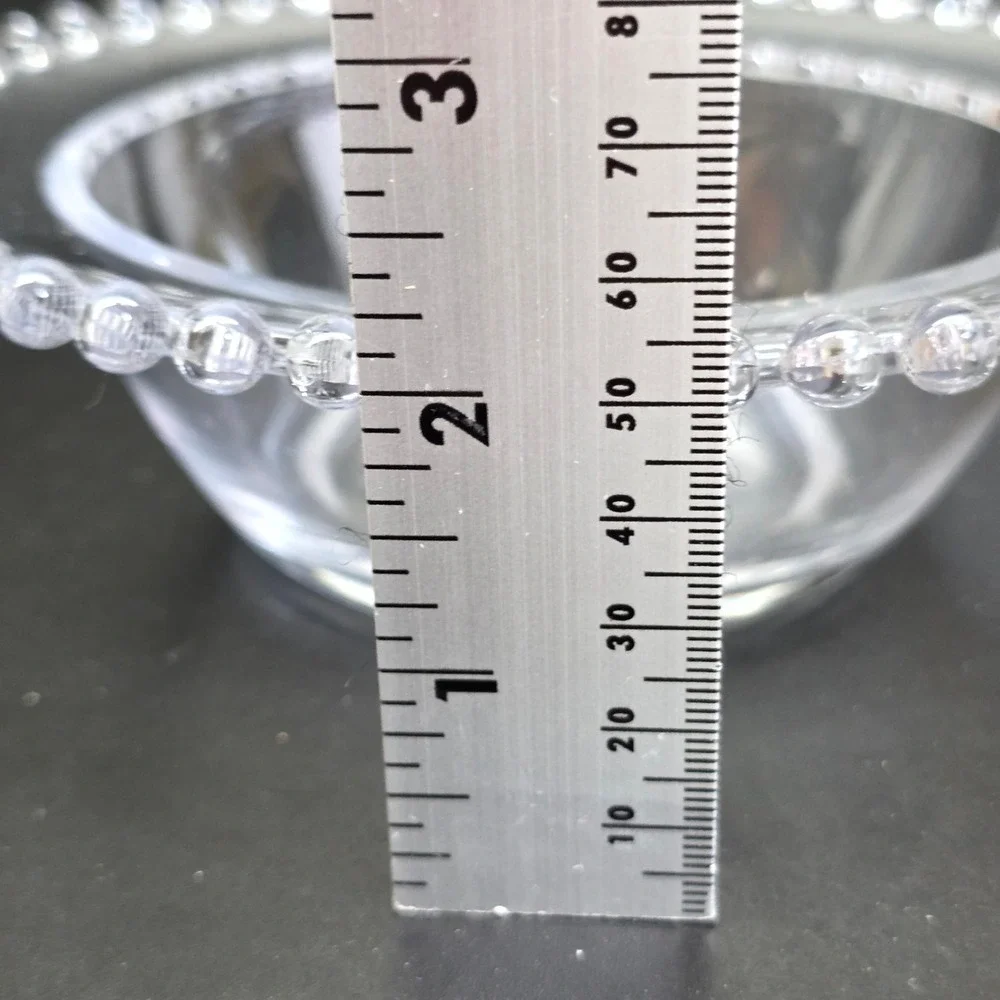 Classic Beaded Rim Glass Bowl Clear 7 Inch Candlewick Style Serving Dish Vintage